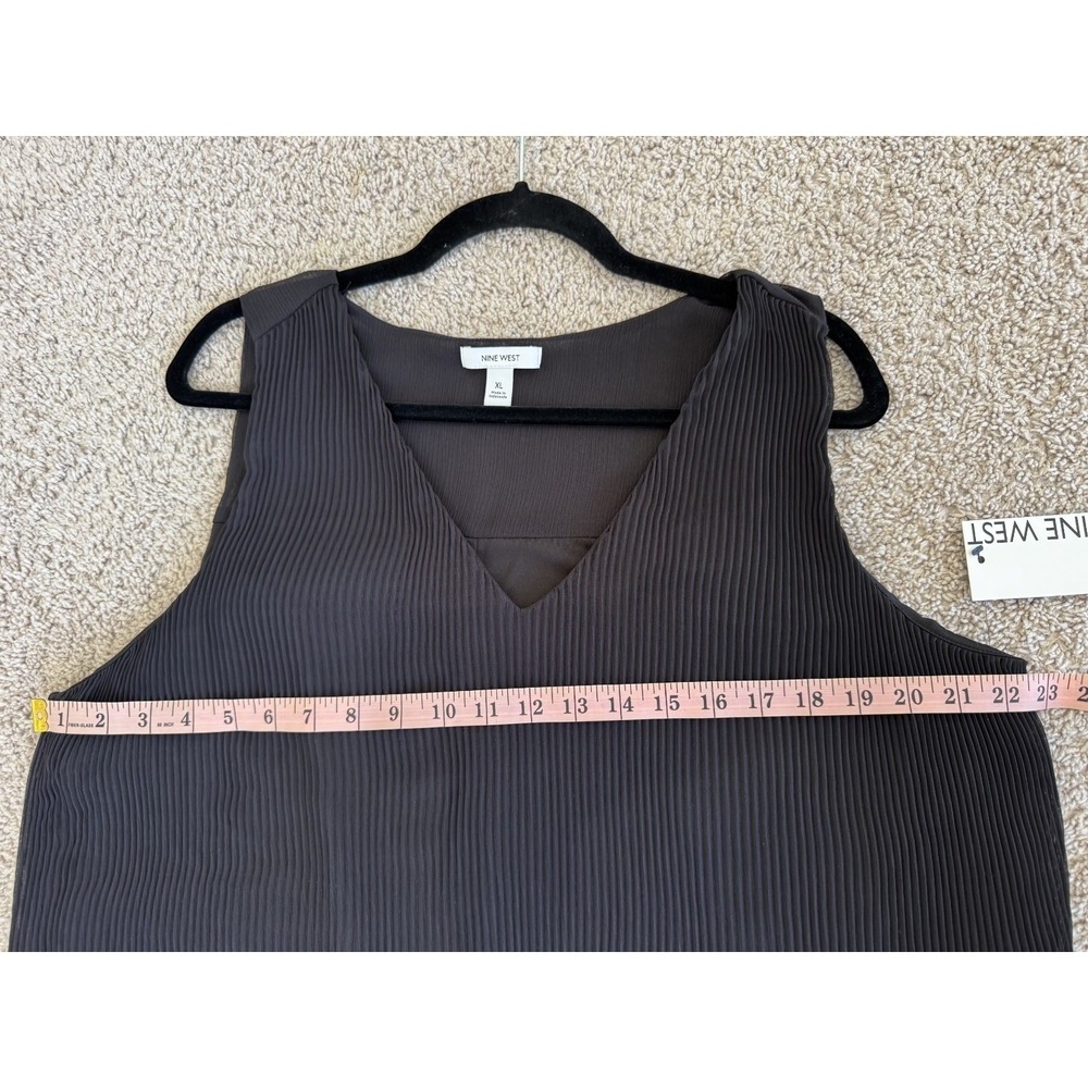 Nine West Womens Mineral Black‎ V-Neck Pleated Sleeveless Dress XL WW32Y315RS - Picture 7 of 9